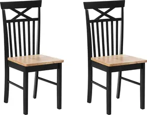 Dining chair set Beliani HOUSTON – 2 chairs, light wood frame with black seats