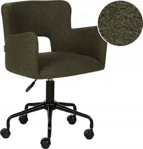 Beliani SANILAC Adjustable Office Chair in Green Boucle Fabric