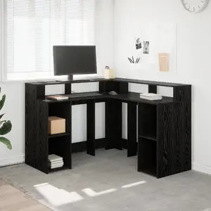 Rakstāmgalda VidaXL modelis 3365617 Melns — stūra darba galds 130 cm x 130 cm