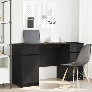 Galds VidaXL 140 x 49 cm melns — taisnstūrveida darba virsma ar metāla rāmi