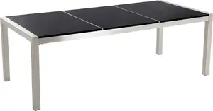 Садовый гранитный стол Beliani GROSSETO с разделённой столешницей 220 x 100 см чёрный