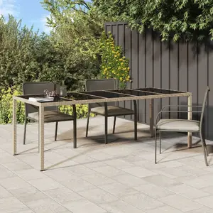 Dārza ēdamgalds VidaXL 250x100x75 cm bēšs, poliratans, modelis 362557