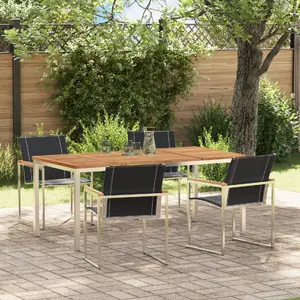 Ēdamistabas āra komplekts VidaXL 5 daļas ar masīvkoka akācijas galdu 180×90×75 cm