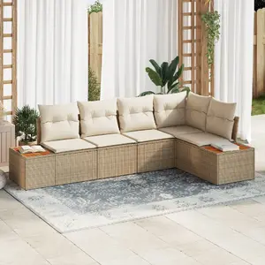 Набор садовых диванов 5 предметов с подушками бежевый Poly Rattan акация, 2-местный диван vidaXL с ящиком для хранения и подушками бежевый Poly Rattan