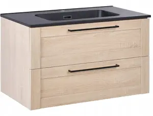 Bathroom wall cabinet with sink Beliani TARIJA 80 cm 46 cm Light brown