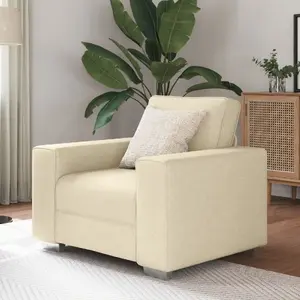 Кресло VidaXL 4105214 кремовое, полиэстер, средняя спинка, с регулируемыми подлокотниками