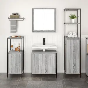 Набор мебели для ванной VidaXL 3328397 серый Sonoma, инженерная древесина, шкафы и хранилище