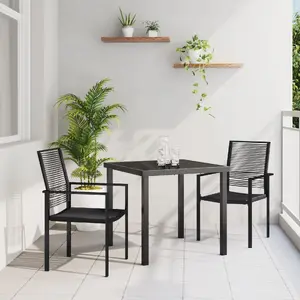 Dārza mēbeļu komplekts VidaXL 3 daļas Melns PVC rotangpalmas