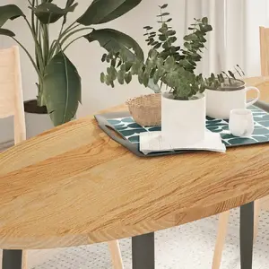Tabletop VidaXL oval solid oak 140x60x2 cm brown — VidaXL