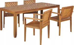 Beliani BARATTI Garden Furniture Set, Acacia Wood, Table and 4 Chairs
