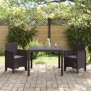 Garden dining set VidaXL 3-piece Brown Polyrattan (MPN 3378680)