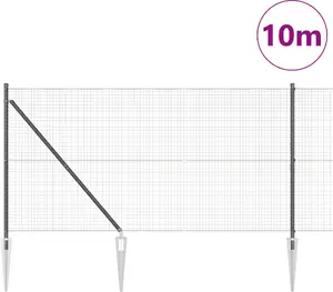 VidaXL сварная проволочная ограда с 7 колыми столбиками Серый 1,4 x 10 м Сталь