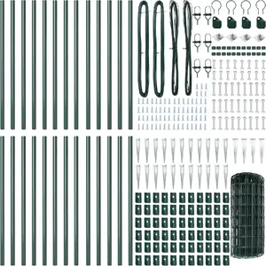 Žogs VidaXL Euro ar 13 iedrēšamiem stabiem 0.6x50 m, cinkots tērauds, zaļš