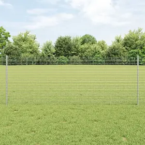 VidaXL Metināta stieple sēta ar 11 stabiem, sudraba, 0,8 x 25 m, tērauds