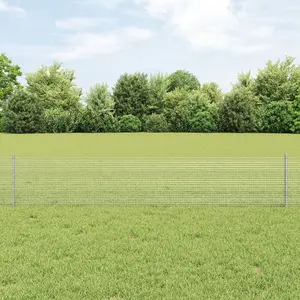 Wire Welded Fence with 11 Posts VidaXL silver 0.4 x 25 m steel