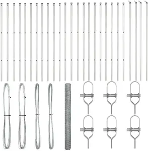 VidaXL Šķērsstieples heksagonālā sieta žogs 1,5x50 m, cinkota tērauda ar 13 stabiem Ø32 mm x 200 cm