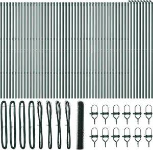 VidaXL hexagonal garden fence 1x100 m green steel with 13 green posts 32 mm x 150 cm galvanized steel