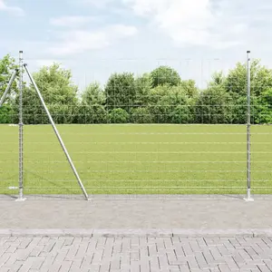 Fence panel set VidaXL Euro with 7 flanged posts, galvanized steel, 1.5 x 10 m