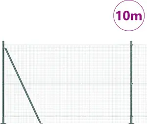 Сварной стальной забор VidaXL с 7 фланцевыми столбами 1,4 x 10 м зелёный