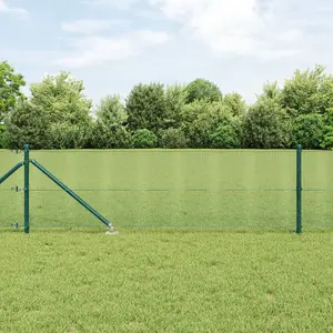 Žogs no metināta sieta ar 13 iegrūžamajiem stabiņiem zaļš 0,5 x 25 m tērauda VidaXL