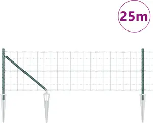 Секция забора VidaXL Euro с 13 столбами 0,4x25 м оцинкованная сталь зелёная