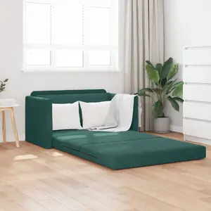 Диван-кровать 2-в-1 VidaXL модель 4106704 темно-зелёный велюр 124×204×61 см