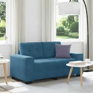2-vietu dīvāns VidaXL modelis 4105119, zils samts, sēdekļa platums 120 cm