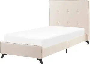 Кровать Beliani AMBASSADOR мягкая обивная 90 x 200 см бежевый