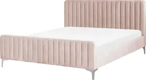 Bed Shumee LUNAN velvet 160 x 200 cm pink mattress size 160x200