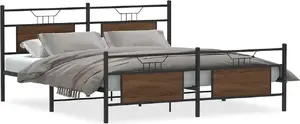 Каркас кровати VidaXL металлический каркас 183x213 см коричневый дуб без матраса