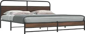 Каркас кровати VidaXL металлический, модель 3318706, цвет коричневый дуб, для матраса 193x203 см