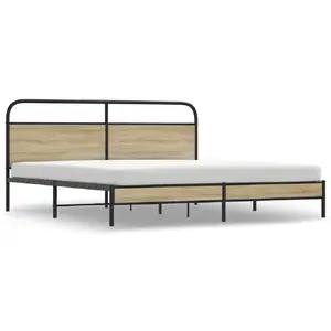 Каркас кровати VidaXL 3318683, цвет дуб, габариты 206×207 см, высота изголовья 100 см