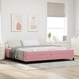 Континентальная кровать с матрасом VidaXL 200 x 200 см Бархат Розовая
