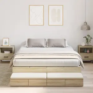Каркас кровати VidaXL модель 3335695 Sonoma Oak — деревянный каркас с местом для хранения