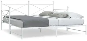 Диван-кровать VidaXL модель 4104692 с выдвижным сиденьем, белый стальной каркас, без матраса