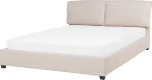 Тканевый диван-кровать Shumee BELFORT 160 x 200 см бежевый, мягкое изголовье и каркас