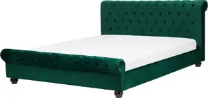 Кровать Beliani AVALLON 160 x 200 см велюровая зелёная