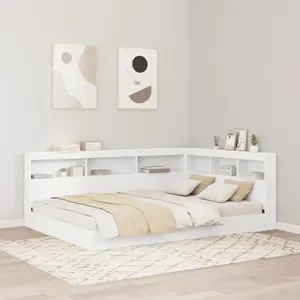 Кровать VidaXL модель 3335739 с полкой, белая, 160x200 см, инжиниринговая древесина