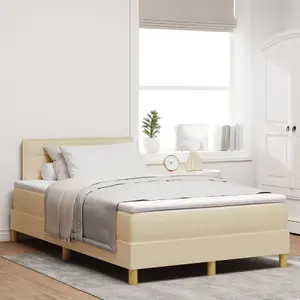 Кровать Box Spring с матрасом VidaXL 120x200 см ткань кремовая