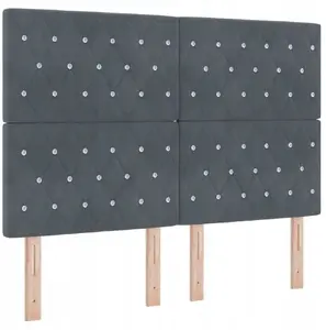 Кровать Box Spring с матрасом и подсветкой LED VidaXL 160x200 см темно‑серая велюровая