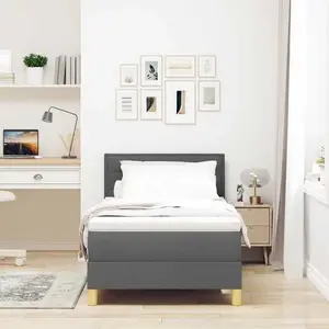 Кровать с пружинным матрасом и LED-подсветкой VidaXL модель 3342325 тёмно-серый ткань 90x190 см