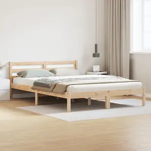 Gulta VidaXL modelis 869766 ar galvgali, ciets priedes koks, matrača izmērs 140x210 cm