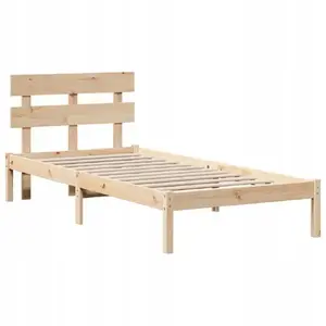 VidaXL gultas rāmis ar galvgali 100x200 cm no priedes masīvkoka