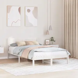 Каркас кровати VidaXL 140x190 см из массива сосны белый