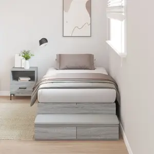 Каркас кровати с местом для хранения VidaXL 100x200 см, серый Sonoma