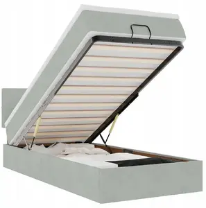 Каркас кровати с оттоманкой и матрасом VidaXL (3311753), серый велюр, для матраса 100×200 см