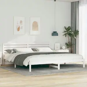 Каркас кровати с изголовьем VidaXL — массив сосны, белый, для матраса 180 x 220 см