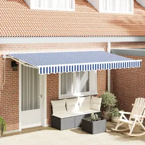 Aizkaru audums markīzei 4x2 m rāmei, VidaXL, zils-balts