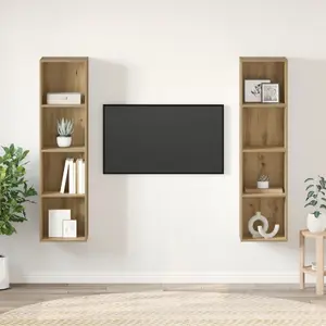 TV skapīšu komplekts VidaXL modelis 3393539, 2 gab., brūns, koka apdare