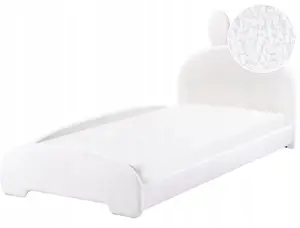 Детская кровать Beliani PERROS 90 x 200 см, слоновая кость, букле обивка с мотивом кролика